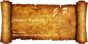 Jesko Patrik névjegykártya